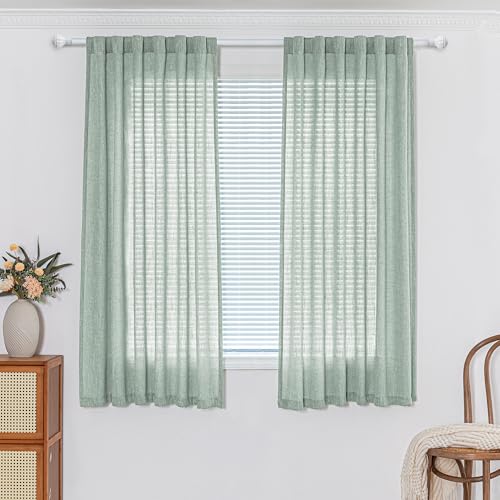 Semi Sheer Curtains for Bedroom (50"W x 63"L (Pack of 2) / Aqua)