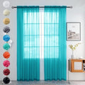 Solid Sheer Rod Pocket Curtain Voile Draperies 2 Panels White Beige Black Grey Coffee 52 Inch Width 90 Inch Long 1 Pair for Kitchen Bedroom Children Living Room Yard (Peacock Blue / 52"W x 90"L (Pack of 2))