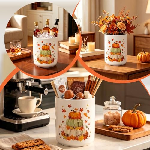 Fall Ceramic Utensil Holder Orange