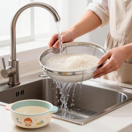 Fine Mesh Strainer for Kitchen (12.2 inch / Flat Shape)