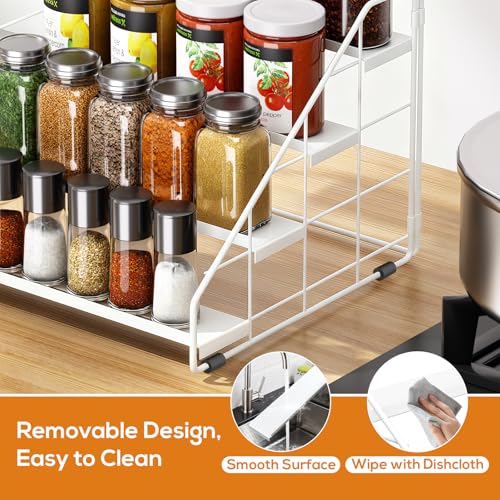 Spice Rack Organizer for Cabinet (4-Tier-White-2PC)