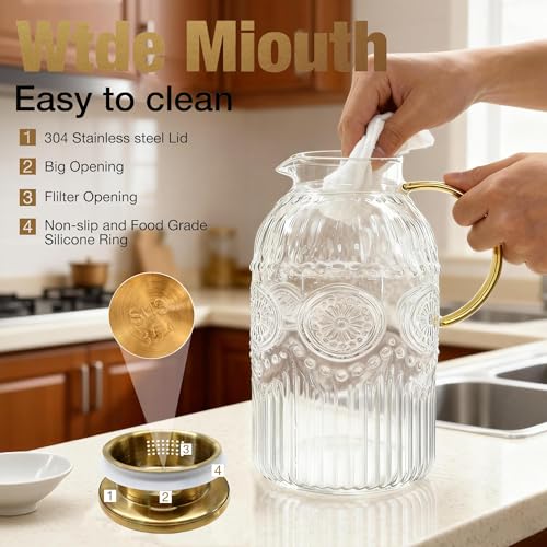 Glass Pitcher with Lid (128 Ounces)