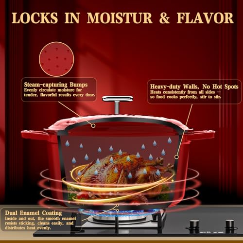 Enameled Cast Iron Dutch Oven (Cherry red)