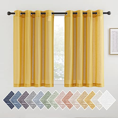 Kitchen Curtains 45 inch Length (52"W x 45"L (Pack of 2) / Citrine)