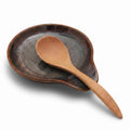 Farmhouse Ceramic Spoon Rests Holder (Caramel Brown-Flat Interior)