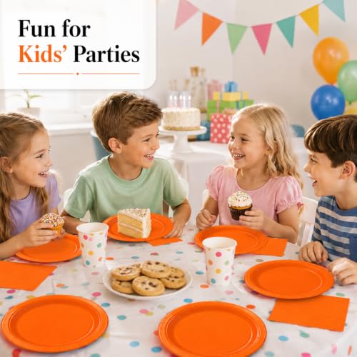 50PCS Orange Paper Plates and Napkins
