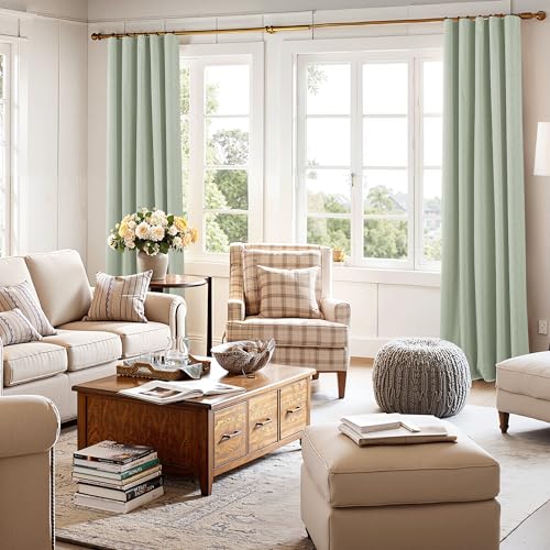 100% Blackout Sage Green Linen Curtains (Z - Sage Green / 52"W x 84"L (Pack of 2))