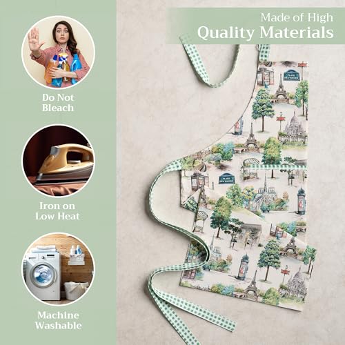 Aprons for women with Pocket 100% Cotton Pack of 1 (063 - Paris Voyage)