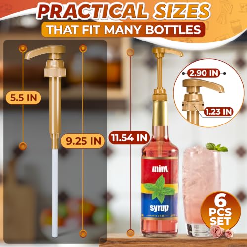 6 Pcs Coffee Syrup Pump (Gold 6-pack)
