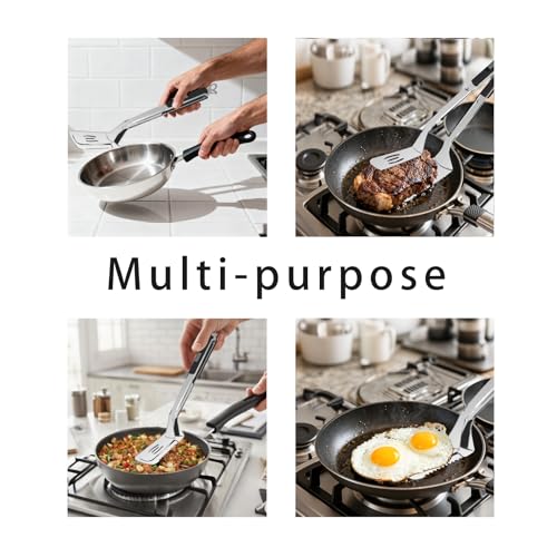 13.5 inch Stainless Steel Tongs for Cooking (13.5 Inch / Black)