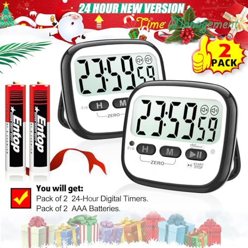 2 Pack Magnetic Kitchen Timers for Cooking (Digital Timer 2 Pack - Black)