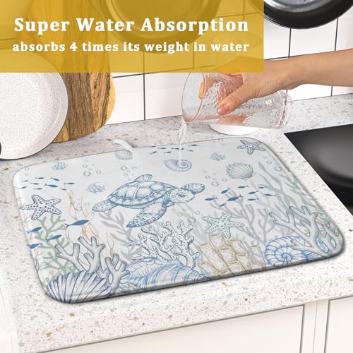 Ocean Turtle Dish Drying Mat (18" x 16")