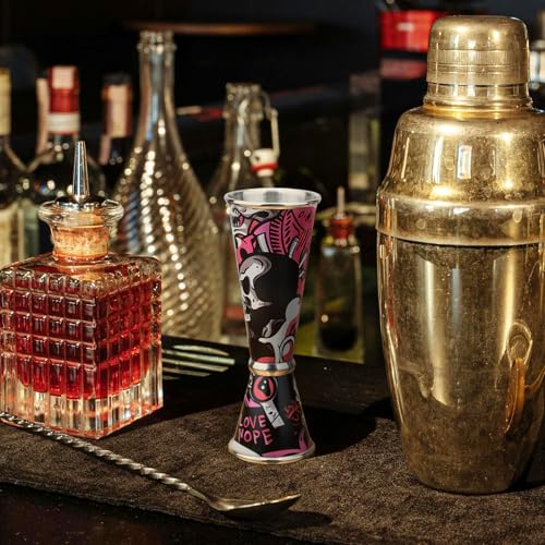 Jigger for Bartending Stainless Steel (Skull-Pink / 1 count)