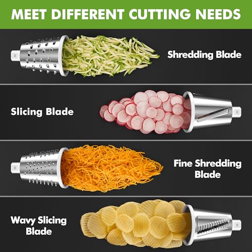 Upgraded Rotary Cheese Grater Hand Crank (Black / 4 Blades)
