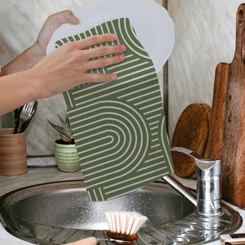 Abstract Boho Sage Green Kitchen Towels (Green / Casual)
