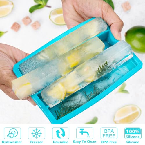 Silicone Ice Cube Trays for Water Bottles Ice Cube Mold 12 Cavity (Blue)