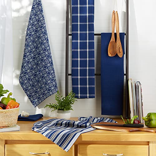Assorted Woven Kitchen Set (Nautical Blue / Dishtowel, 18x28"; Dishcloth, 13x13")