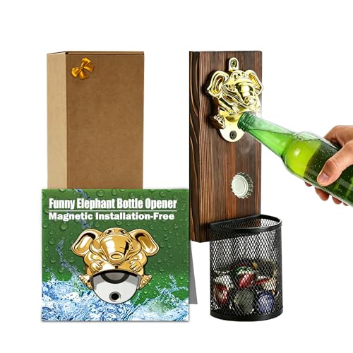 Beer Bottle Opener Wall Mounted with Bottle Cap Catcher for Fridge