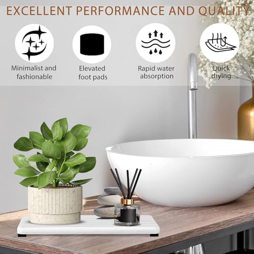 3PCS Water Absorbing Stone Tray (1pcs 21×10cm + 2pcs 10×10cm White Wave)