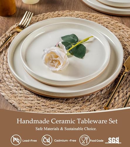 Stoneware Dinnerware Sets for 4 (Service for 4 / Modern-Beige)
