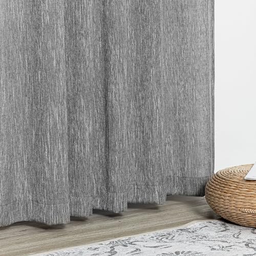 Living Room Curtains 2 Panels Boho Semi Sheers Long Drapes Light Filtering for Bedroom Windows (50"W x 90"L (Pack of 2) / Dark Grey)