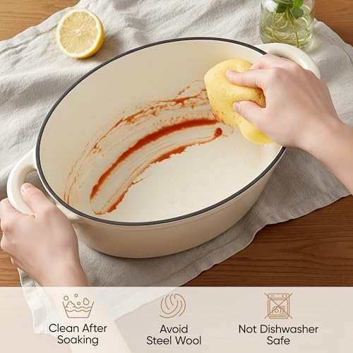 Oval Dutch Oven for Bread Baking (Beige / 4.5 QT)