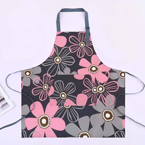 Floral Aprons with Pocket Blooming Floral Womens Waterproof Apron (Violet)