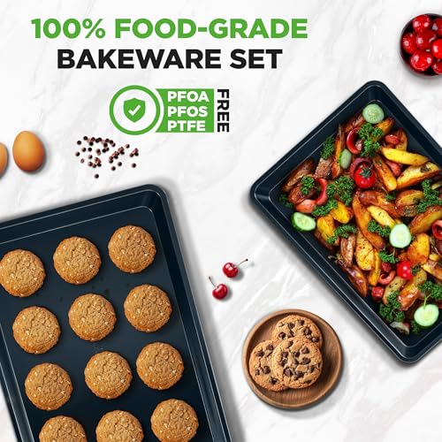 2 Piece Baking Sheet Non Stick (Blue Diamond / 2-Piece Set)