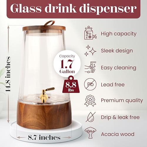 Glass Drink Dispenser with Spigot (1.72 Gallon)
