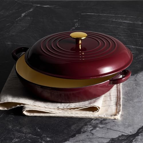 3.4QT Enameled Cast Iron Braiser Pan (Fig)