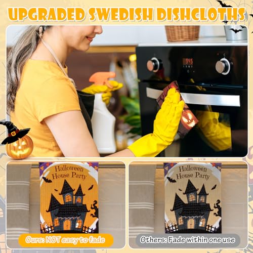 8 Pack Halloween Swedish Dishcloths Reusable (8 Pack-halloween Days)