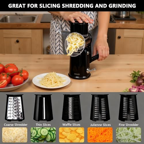 Rotary Cheese Grater with Handle (Black)