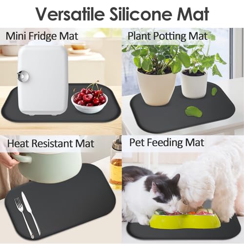 Silicone Coffee Maker Mat with Lip for Countertops (Black / 17.4'' x 10.6'')