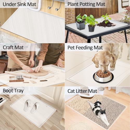Silicone Coffee Maker Mat with Lip for Countertops (Translucent / 19.7'' x 15'')