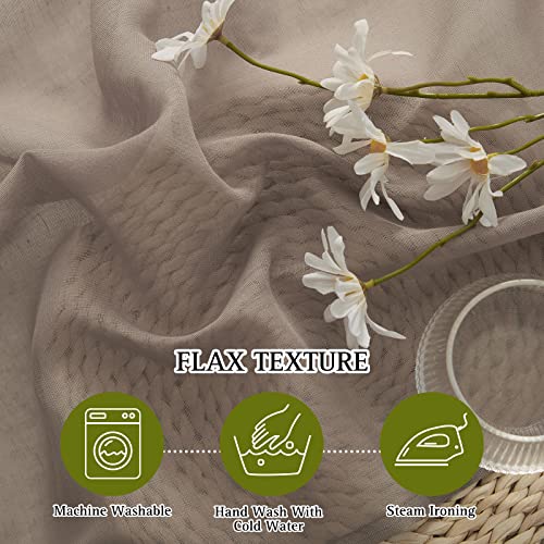 Sheer Linen Curtains for Windows 84 inch Length (52"W x 84"L (Pack of 2) / Burlap)