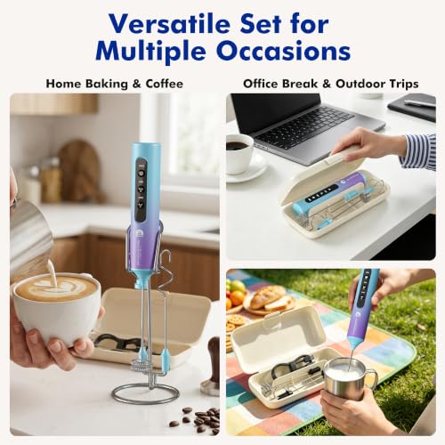 Rechargeable Milk Frother with Stand (Northern Lights)