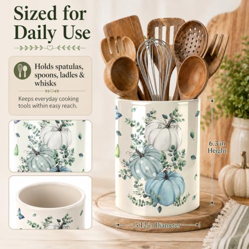 Fall Blue Kitchen Utensil Holder (Fall Pumpkin Blue)