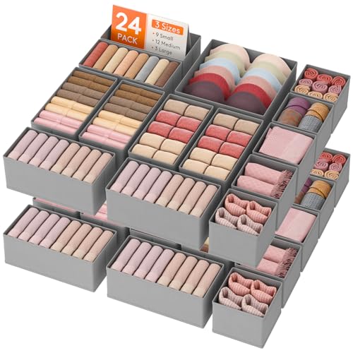 Drawer Organizer Clothes for Closet (Light Gray)