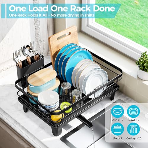Urakify Dish Drying Rack for Kitchen Counter (Black)