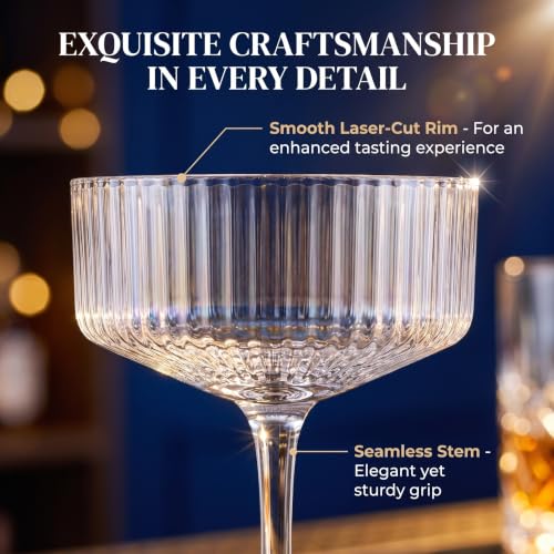 4 Pcs Ribbed Coupe Glasses (10 oz)