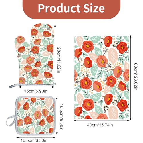 3 Pcs Kitchen Stuff (3 Pcs #Y02(1x Oven Mitts +1x Pot Holders+1x Kitchen Towel ))