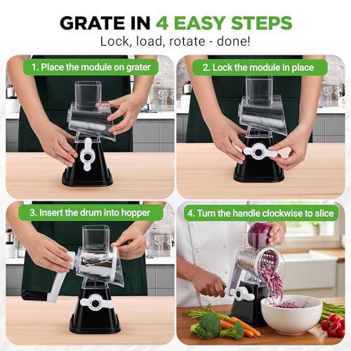 3 in 1 Cheese Grater & Shredder (Black)