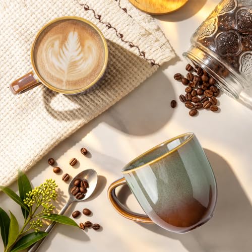 Ceramic Coffee Mugs Set of 6 (Sage Umber / 12 OZ (Set of 6))