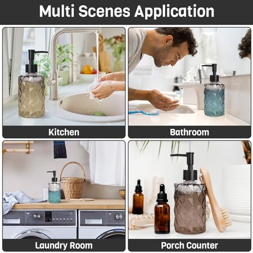 Glass Soap Dispenser with Plastic Pump (Gradient Diamond Black)