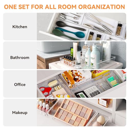 6 Pack Large Clear Plastic Drawer Organizer Trays (6 Pack / Clear)