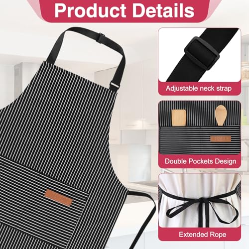 4 Pack Parent and Child Aprons Set (Red+black)