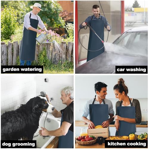 2 Pack Waterproof Dishwasher Rubber Adjustable Blue Apron (Blue)