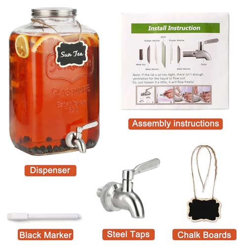2 Gallon Glass Drink Dispenser (2 Gallon No Stand)