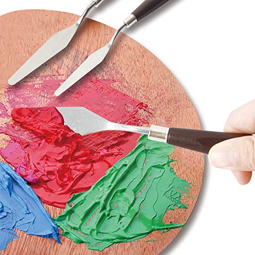 Palette Knife Painting Stainless Steel Spatula Palette Knife Oil Paint Metal Knives Wood Handle (5-Rot)