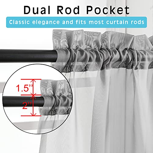 Grey Sheer Curtains 72 Inches Long 2 Panels (Grey / 42"W x 72"L (Pack of 2))